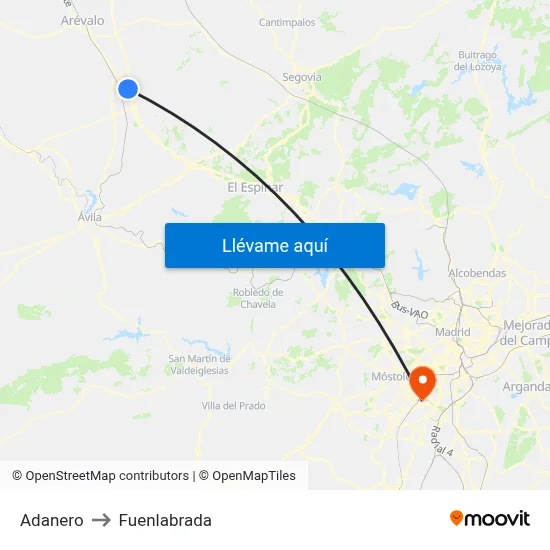 Adanero to Fuenlabrada map