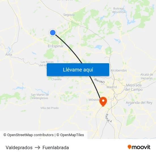 Valdeprados to Fuenlabrada map