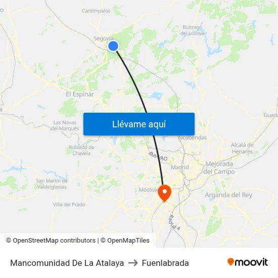 Mancomunidad De La Atalaya to Fuenlabrada map