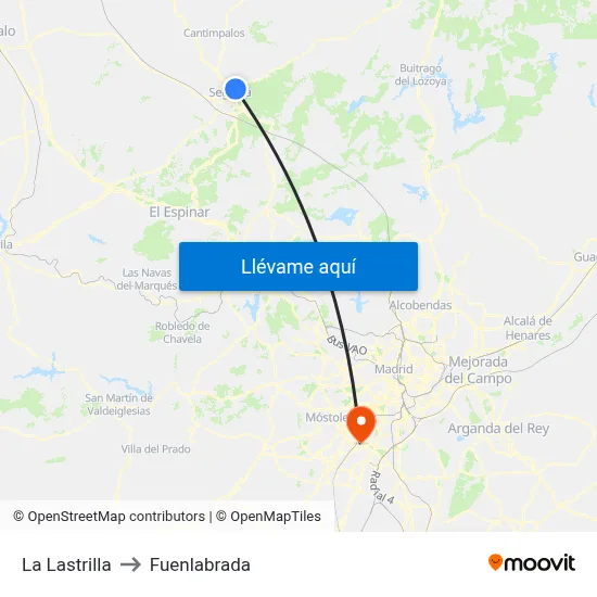 La Lastrilla to Fuenlabrada map