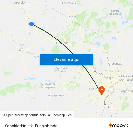 Sanchidrián to Fuenlabrada map