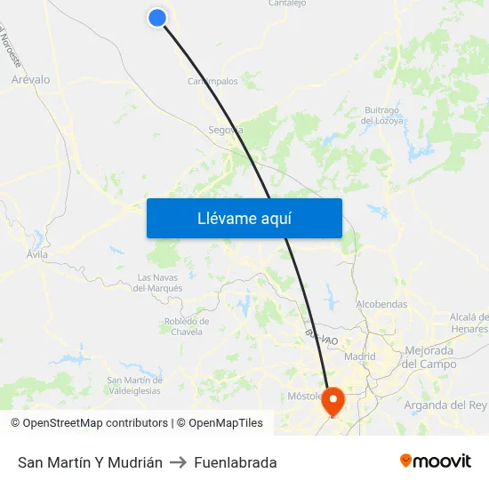 San Martín Y Mudrián to Fuenlabrada map