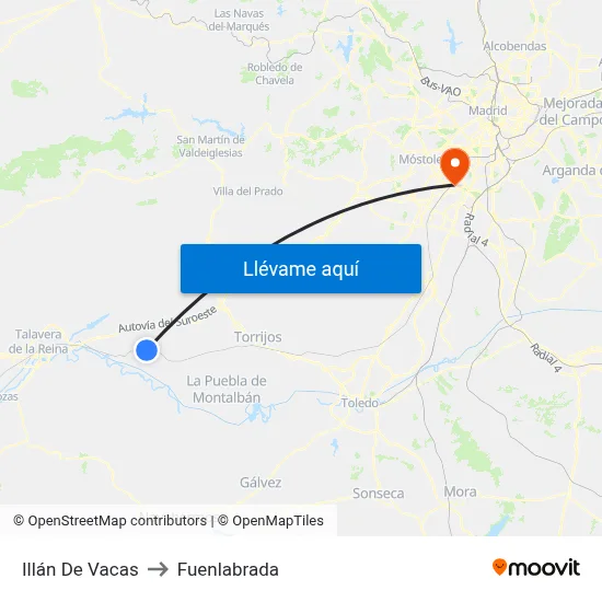 Illán De Vacas to Fuenlabrada map