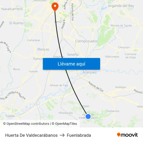 Huerta De Valdecarábanos to Fuenlabrada map