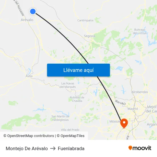Montejo De Arévalo to Fuenlabrada map