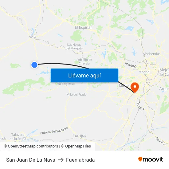 San Juan De La Nava to Fuenlabrada map