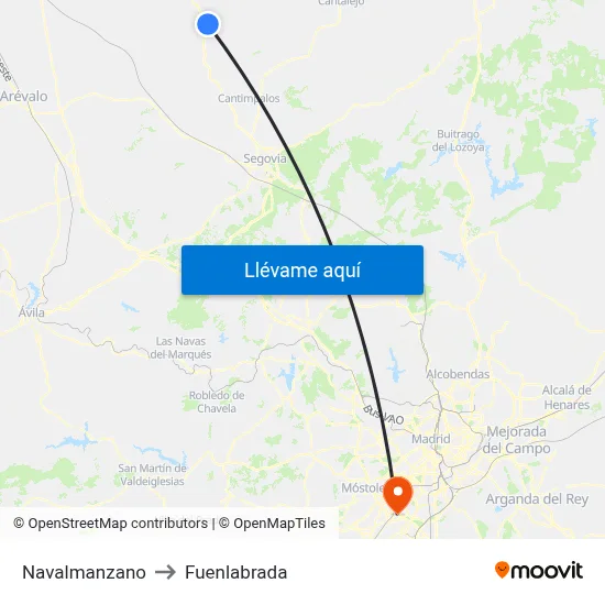 Navalmanzano to Fuenlabrada map