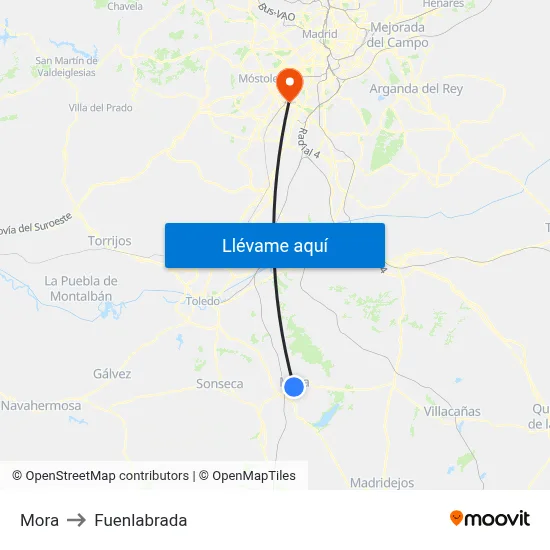 Mora to Fuenlabrada map