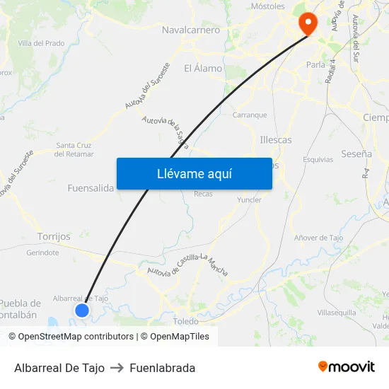 Albarreal De Tajo to Fuenlabrada map