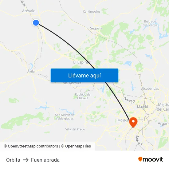 Orbita to Fuenlabrada map
