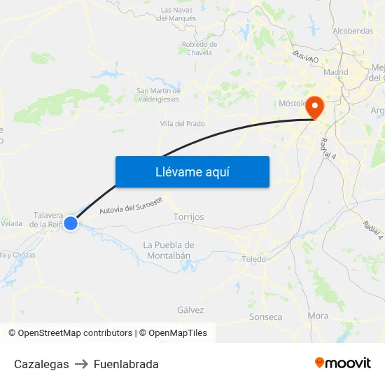 Cazalegas to Fuenlabrada map