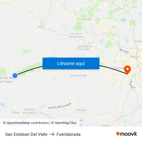 San Esteban Del Valle to Fuenlabrada map
