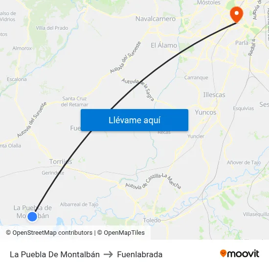 La Puebla De Montalbán to Fuenlabrada map