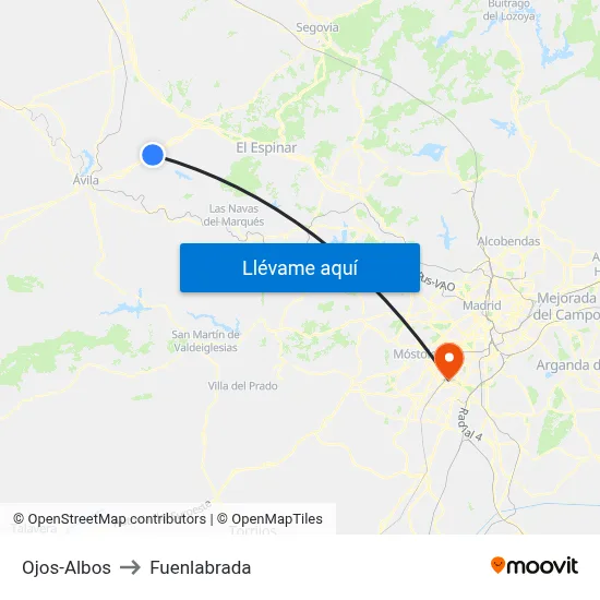Ojos-Albos to Fuenlabrada map