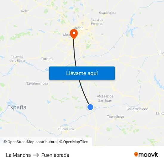 La Mancha to Fuenlabrada map