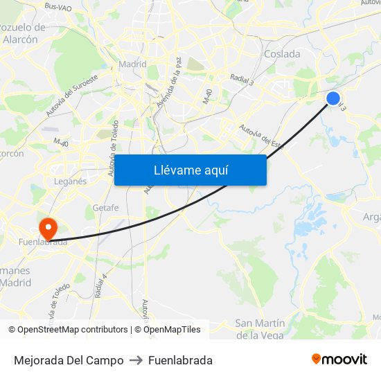 Mejorada Del Campo to Fuenlabrada map