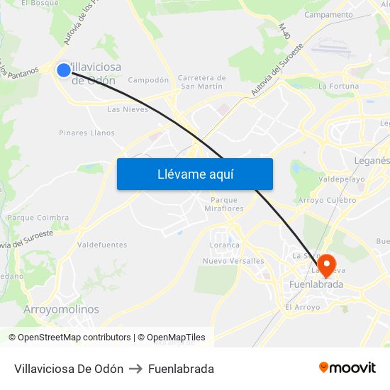 Villaviciosa De Odón to Fuenlabrada map