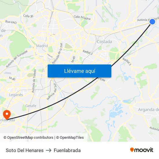 Soto Del Henares to Fuenlabrada map