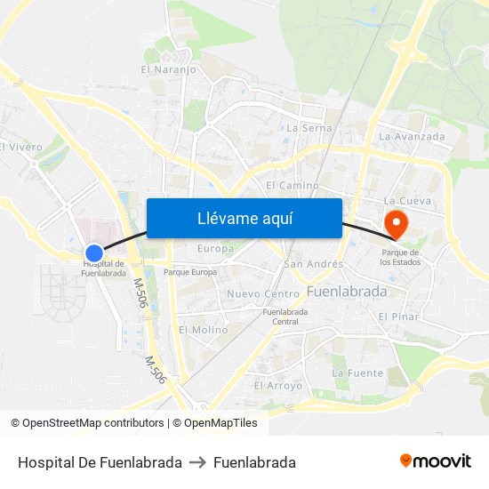 Hospital De Fuenlabrada to Fuenlabrada map