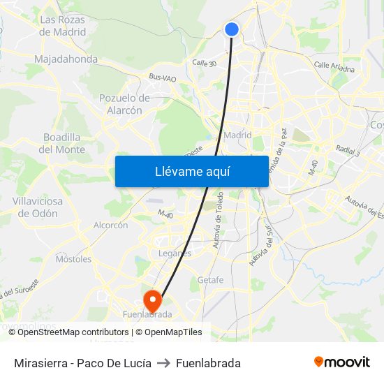 Mirasierra - Paco De Lucía to Fuenlabrada map