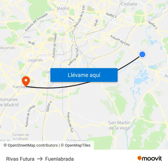 Rivas Futura to Fuenlabrada map