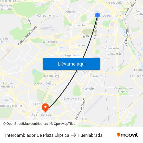 Intercambiador De Plaza Elíptica to Fuenlabrada map