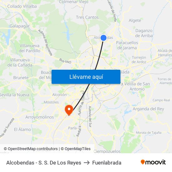 Alcobendas - S. S. De Los Reyes to Fuenlabrada map