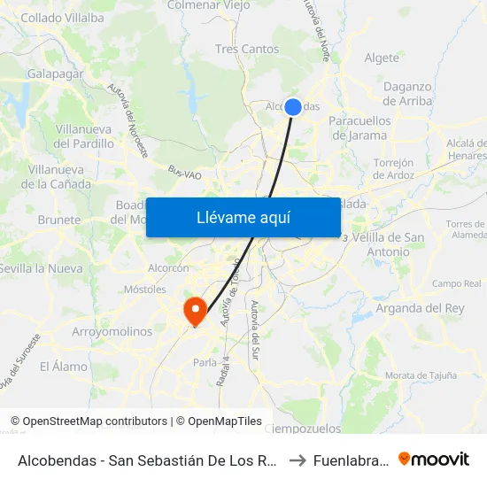 Alcobendas - San Sebastián De Los Reyes to Fuenlabrada map