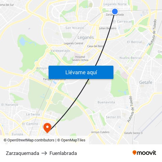 Zarzaquemada to Fuenlabrada map