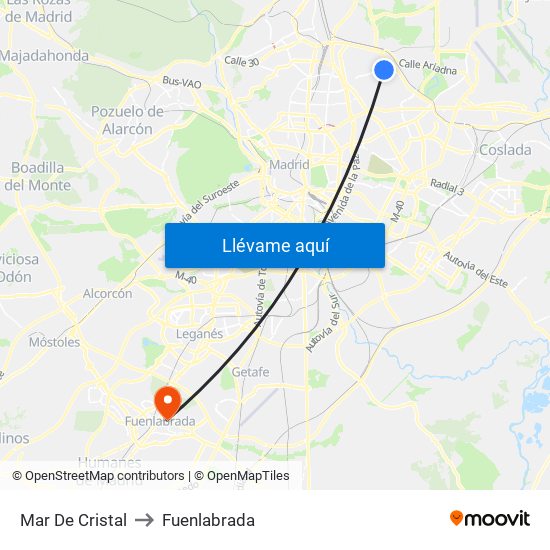 Mar De Cristal to Fuenlabrada map