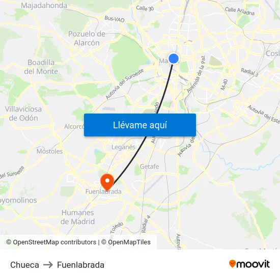 Chueca to Fuenlabrada map