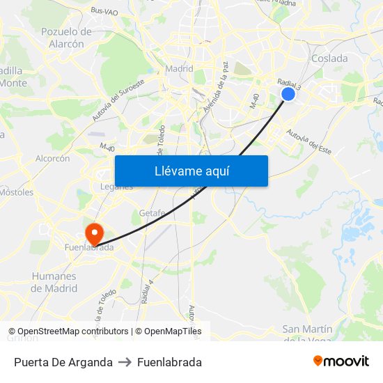 Puerta De Arganda to Fuenlabrada map