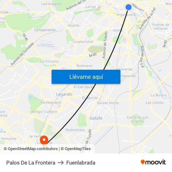 Palos De La Frontera to Fuenlabrada map