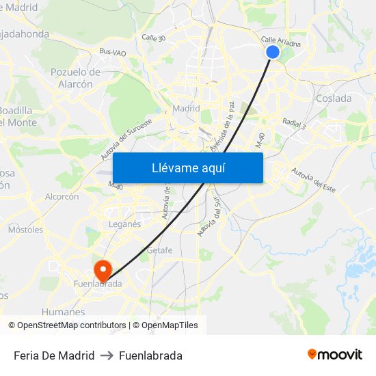 Feria De Madrid to Fuenlabrada map