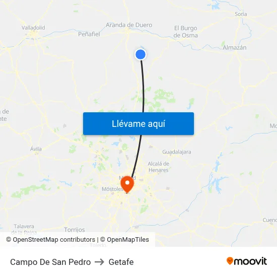 Campo De San Pedro to Getafe map