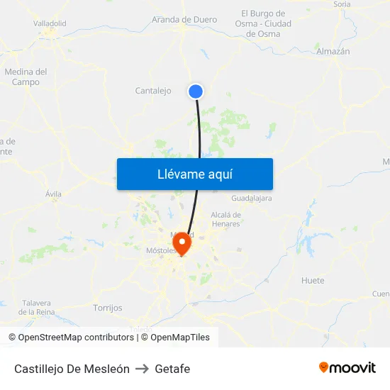 Castillejo De Mesleón to Getafe map