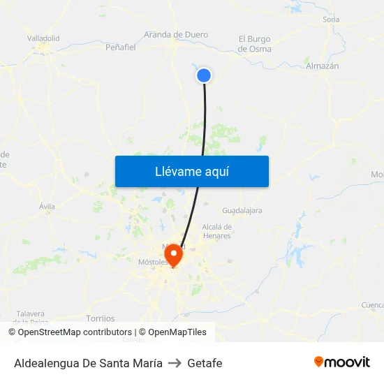 Aldealengua De Santa María to Getafe map
