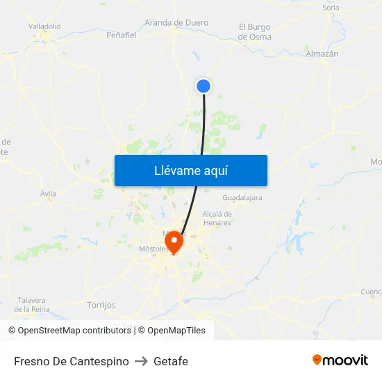 Fresno De Cantespino to Getafe map