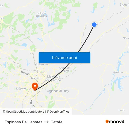 Espinosa De Henares to Getafe map