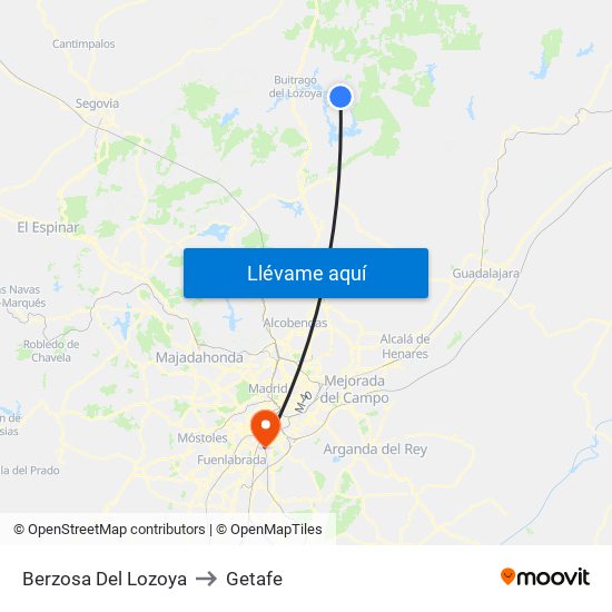 Berzosa Del Lozoya to Getafe map