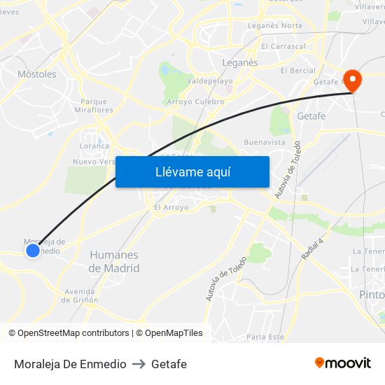 Moraleja De Enmedio to Getafe map