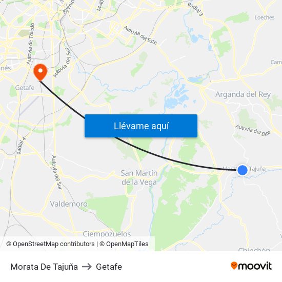 Morata De Tajuña to Getafe map