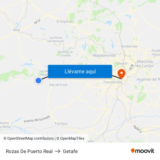 Rozas De Puerto Real to Getafe map