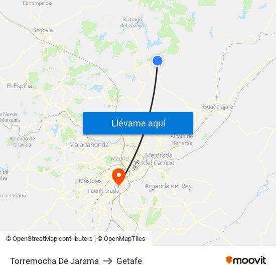 Torremocha De Jarama to Getafe map
