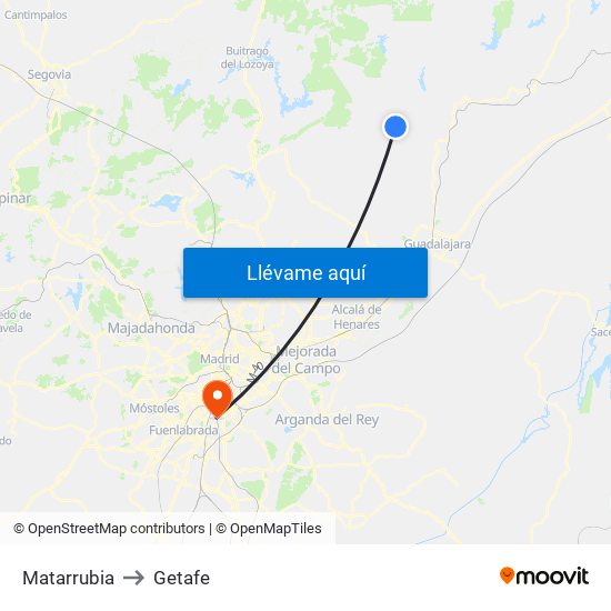 Matarrubia to Getafe map