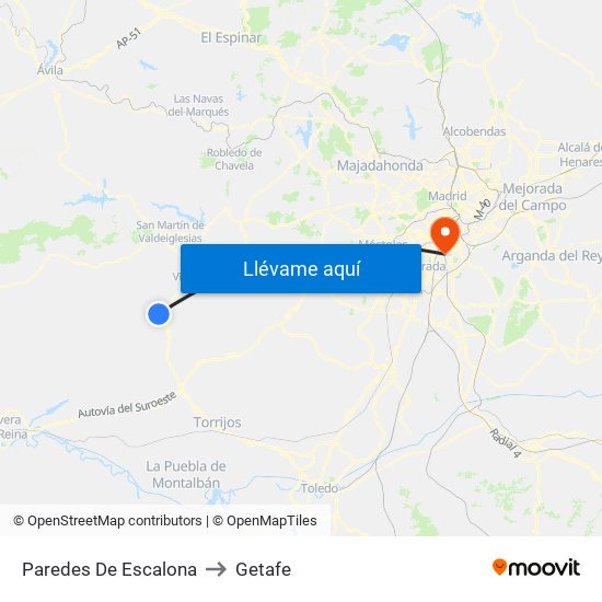 Paredes De Escalona to Getafe map