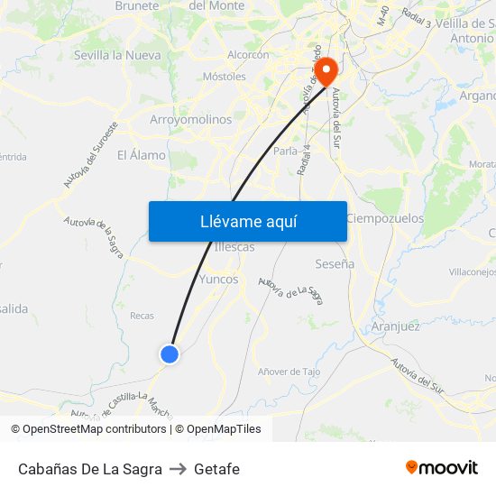Cabañas De La Sagra to Getafe map