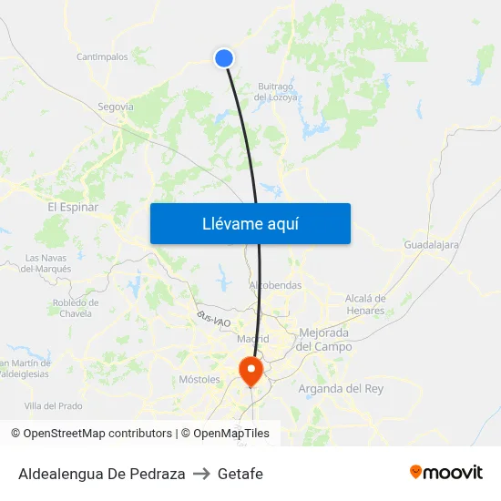 Aldealengua De Pedraza to Getafe map