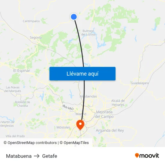 Matabuena to Getafe map