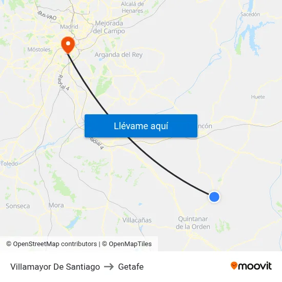 Villamayor De Santiago to Getafe map